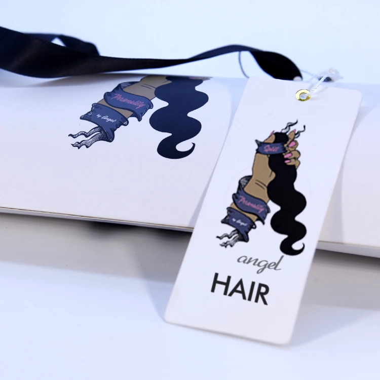 

High Quality Cheap Custom Printed Label Care Packaging Extension Hair Tags, Customized color