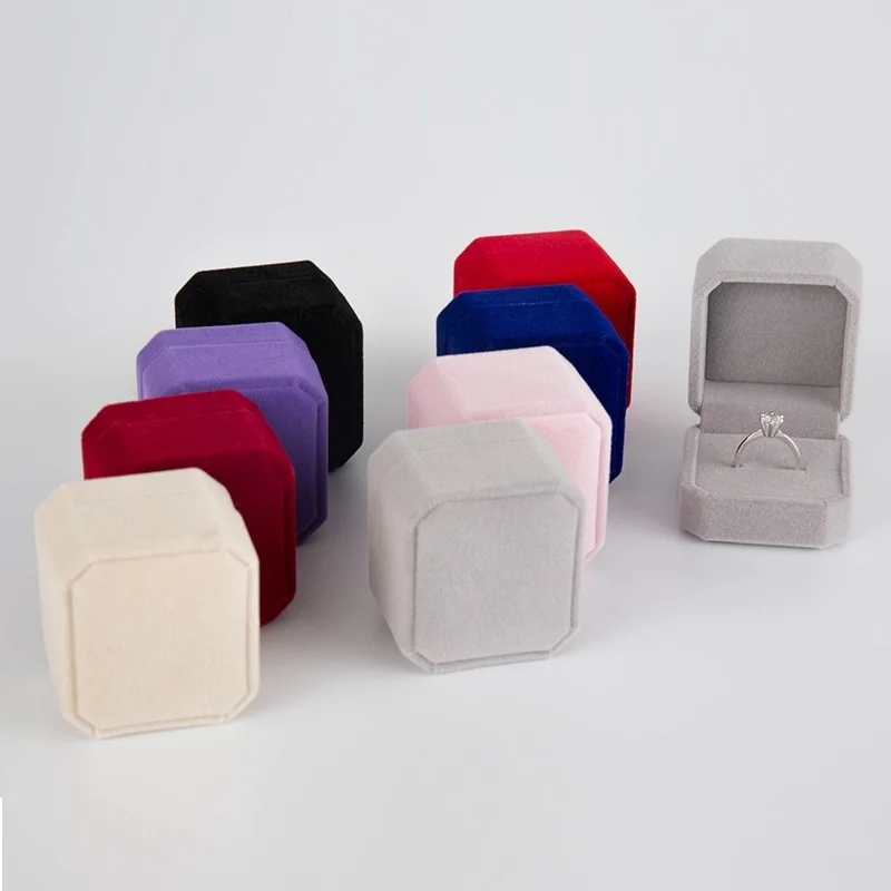 

CAOSHI Jewelry Gift Box Square Rings Packaging Display Portable Travel Case Velvet Ring Box Ring Jewelry Box