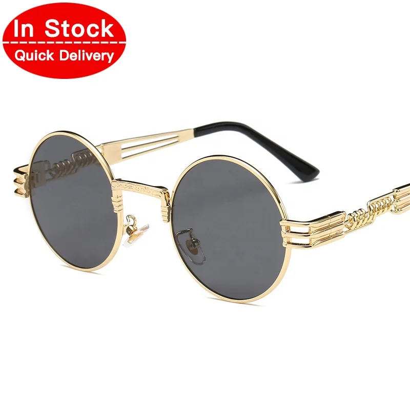 

2019 In Stock Fashion Metal Steampunk OEM Custom Logo Women Wholesale Men lentes de sol Sun Glasses Eyewear Sunglasses 2680