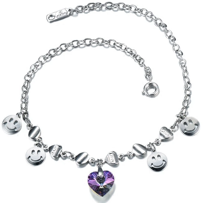 

F8496 crystals from Swarovski+anklet xuping love heart charm luxury elegant wholesale women white gold color body jewelry