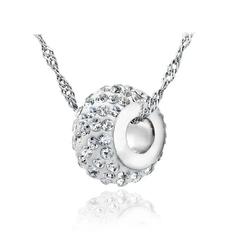 

Fine jewelry 100% 925 Sterling Silver Full crystal ball pendant include chain necklace Free shipping, N/a