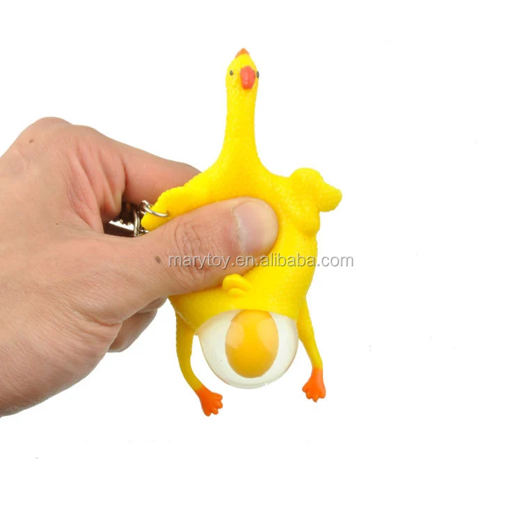 1x Chicken & Egg Keychain Ornament Stress Relieve Funny Squishy Squeeze Toy 