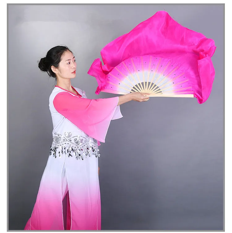 

New Design Belly Dance Silk Fan Veils with Mix Colors Different Sizes