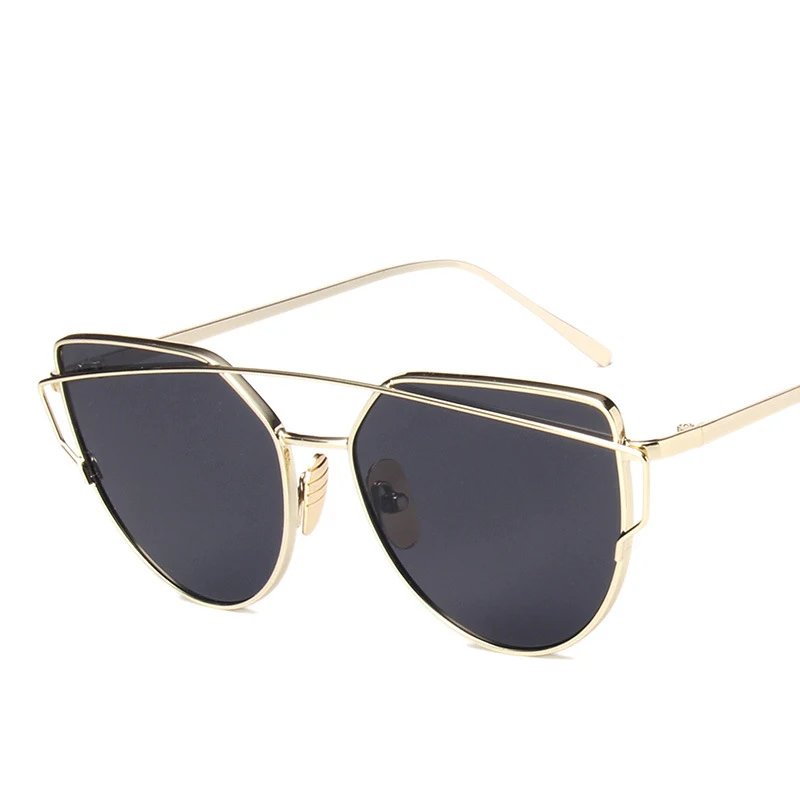 

factory wholesale brand designer metal cat eye glasses trendy sun shades custom logo fashion cateye sunglasses women
