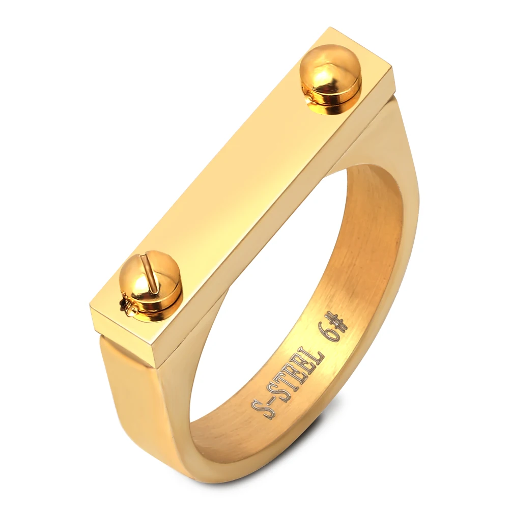 

Special Lock Design Magnetic Stainless Steel Gold Plated Ring