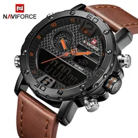 

Mens Watches To Brand Men Leather Sports Watches NAVIFORCE 9134 Men's Quartz LED Digital Clock Waterproof Military Wrist Watch
