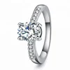 Simple Design Cubic Zircon 925 Sterling Silver Rings With Thickness Rhodium Plating