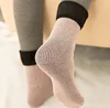 women new warm thick wool cozy floor socksWomen's Snowflake Fleece Lining Knee Highs Stockings Slipper