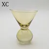 Fancy martini shape long ball stem colored shot glass from China factory