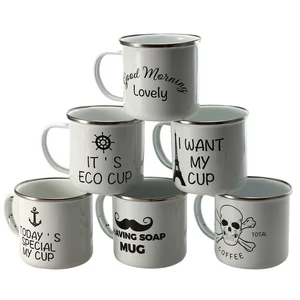 Image of cheap enamel custom camping metal coffee mug cup for drinkware and gift