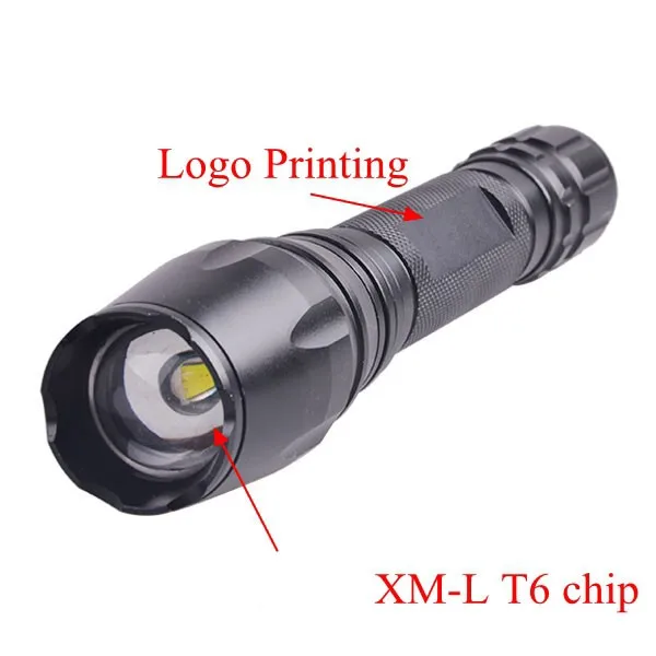 Portable Zoom Powerful Rechargeable Battery XML-T6 Led Flashlight Torch
