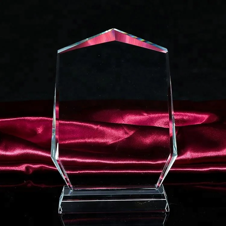 

wholesale blank crystal glass award trophy Custom 3d logo design crystal trophy award with clear crystal base