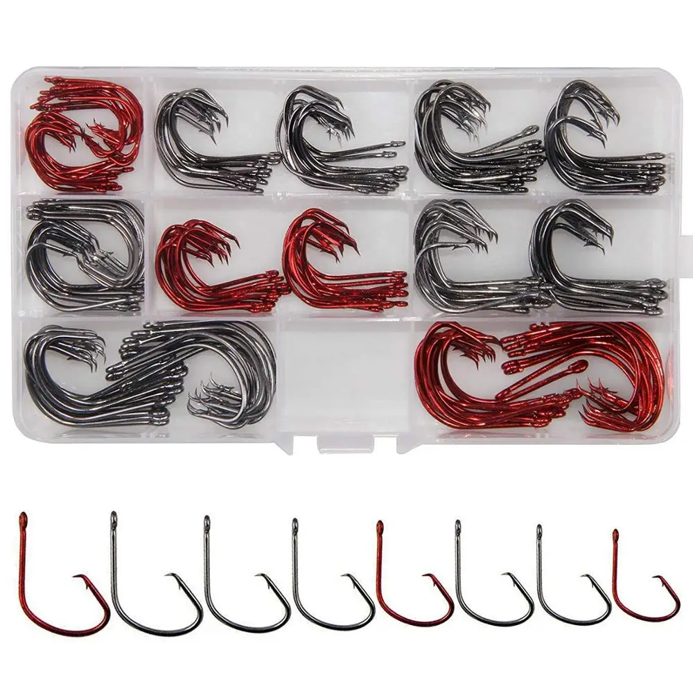 

160pcs/box 7381 Offset Sport Circle Hooks Black High Carbon Steel Octopus Fishing Hooks-Size:#1-5/0