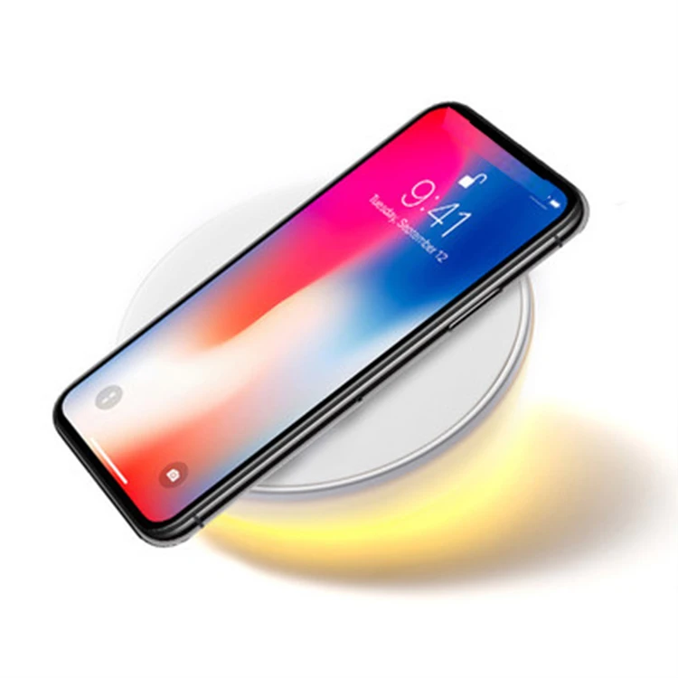 

Touch control LED light Qi charging wireless charger alarm clock, White