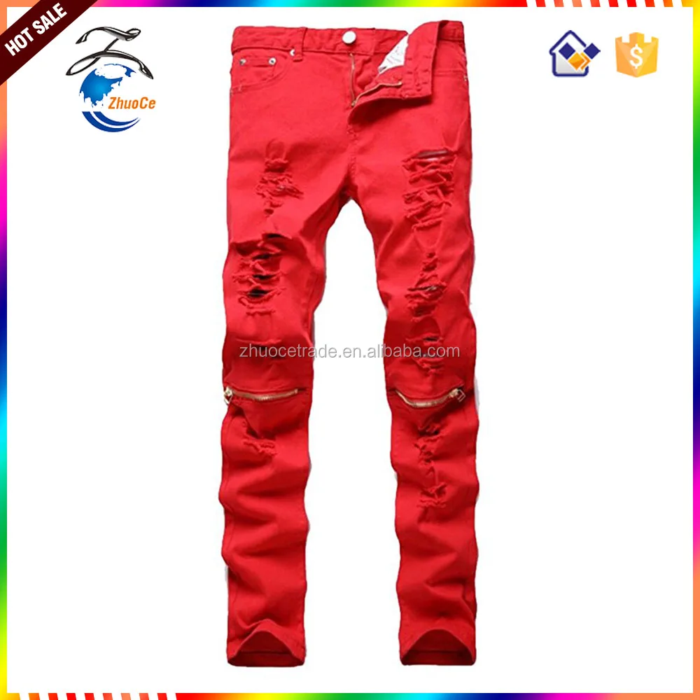 Black and Red Skinny Jeans High Fashion Statement