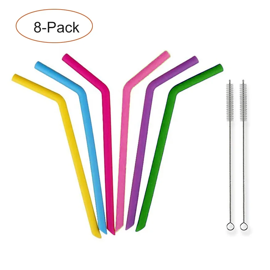 

Wholesale bpa free reusable travel foldable drinking bent silicone straws