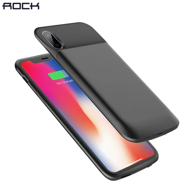 

Rock ] P41 6000mah Portable powerbank power case cover for iPhonex iPhone X power bank battery case, Black;blue;golden;gray;pink