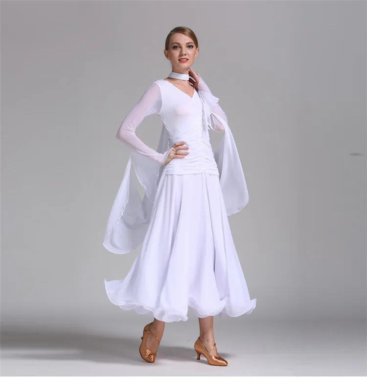 

Wholesale Cheap Women Girls Dance Practice Wear White Ballroom Dress