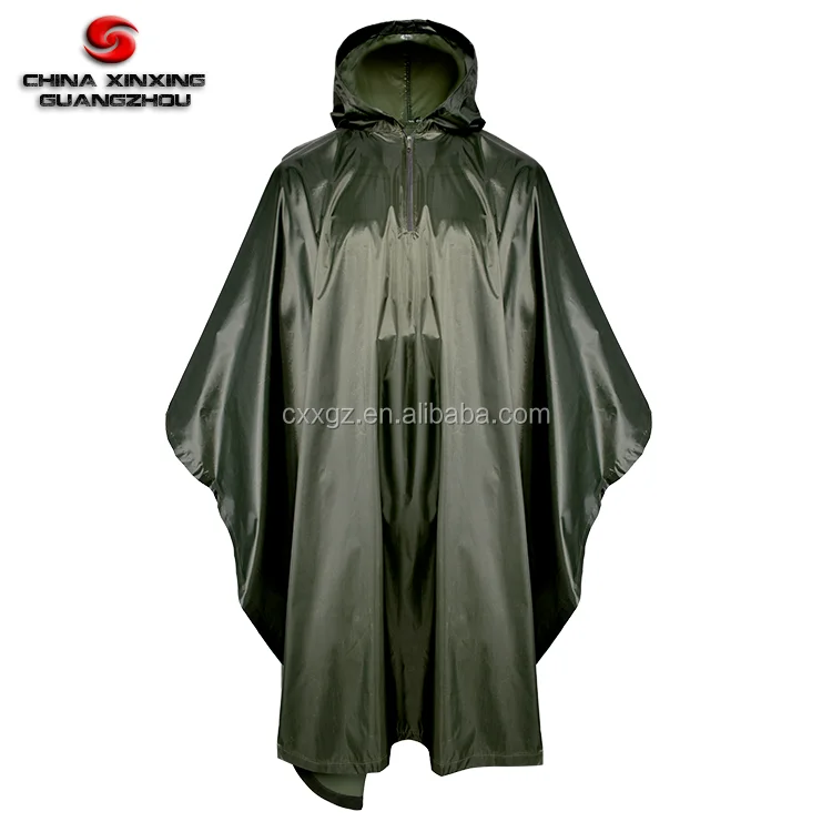
military square green Poncho PVC coated rain gear raincoat  (432717771)