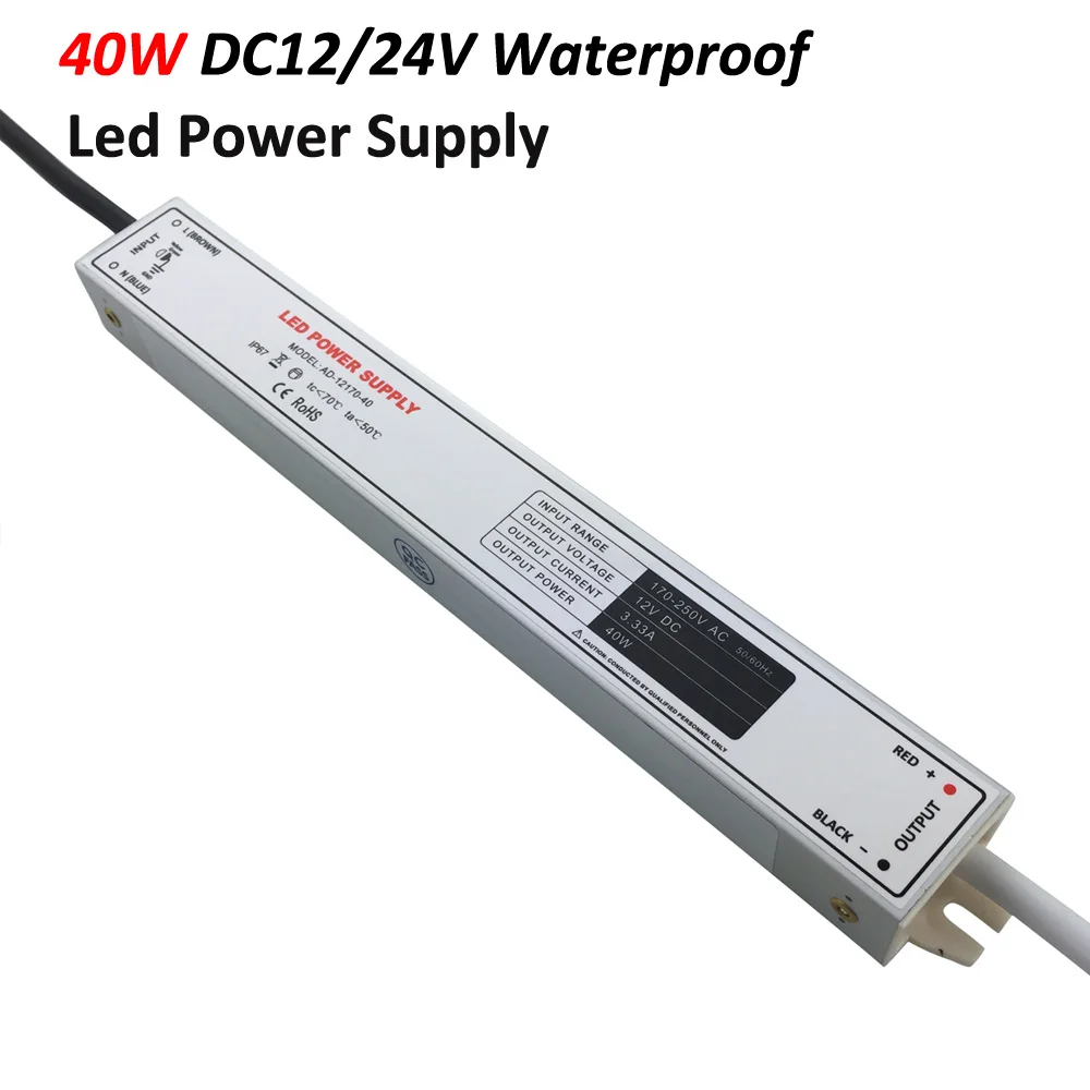 Waterproof led driver constant voltage led transformer 40w 12V 3.3A IP67 led power supply