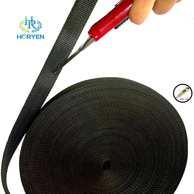 

High strength cut resistant black uhmwpe webbing for bag