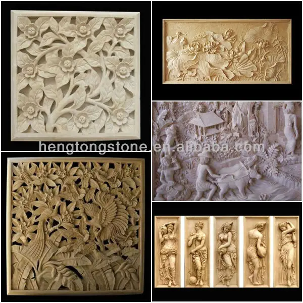 Carved Stone Wall Panel Relief Sculpture