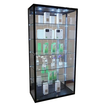 Modern Titanium Alloy Glass Display Showcase Glass Jewelry Display