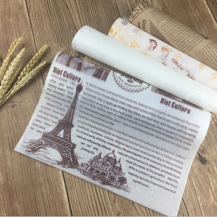 
Cheap Price Greaseproof Food Wrapping Paper Custom Printed Wax Coated Paper 