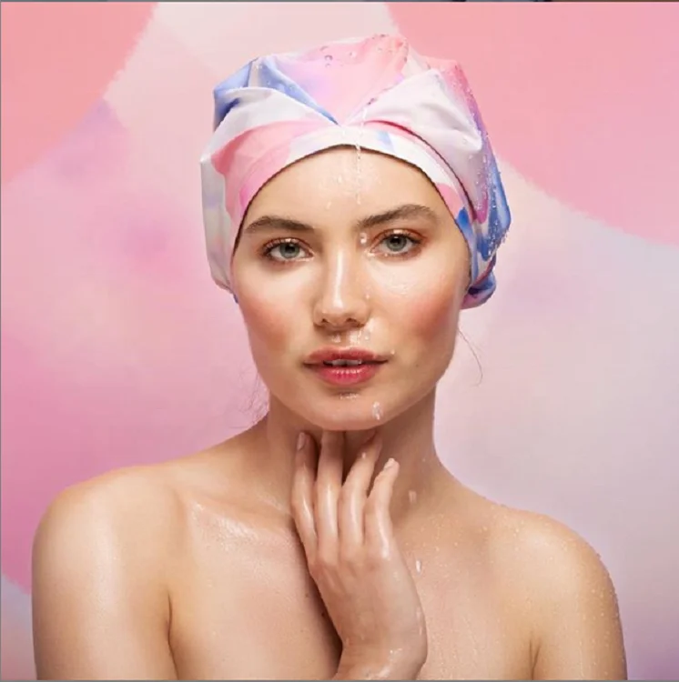 

New Product Ideas 2019 Waterproof Eco-friendly Premium Luxury Hotel Mommy Baby Hair Spa Bath Shower Cap with Stand Box, Customized print