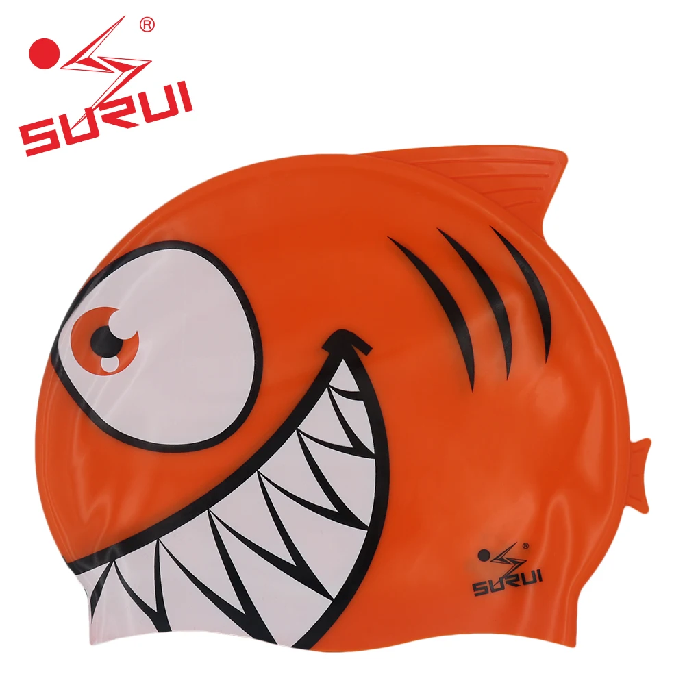 cartoon silicone  Kids  Custom Printed fish  Swimming Cap with your logo