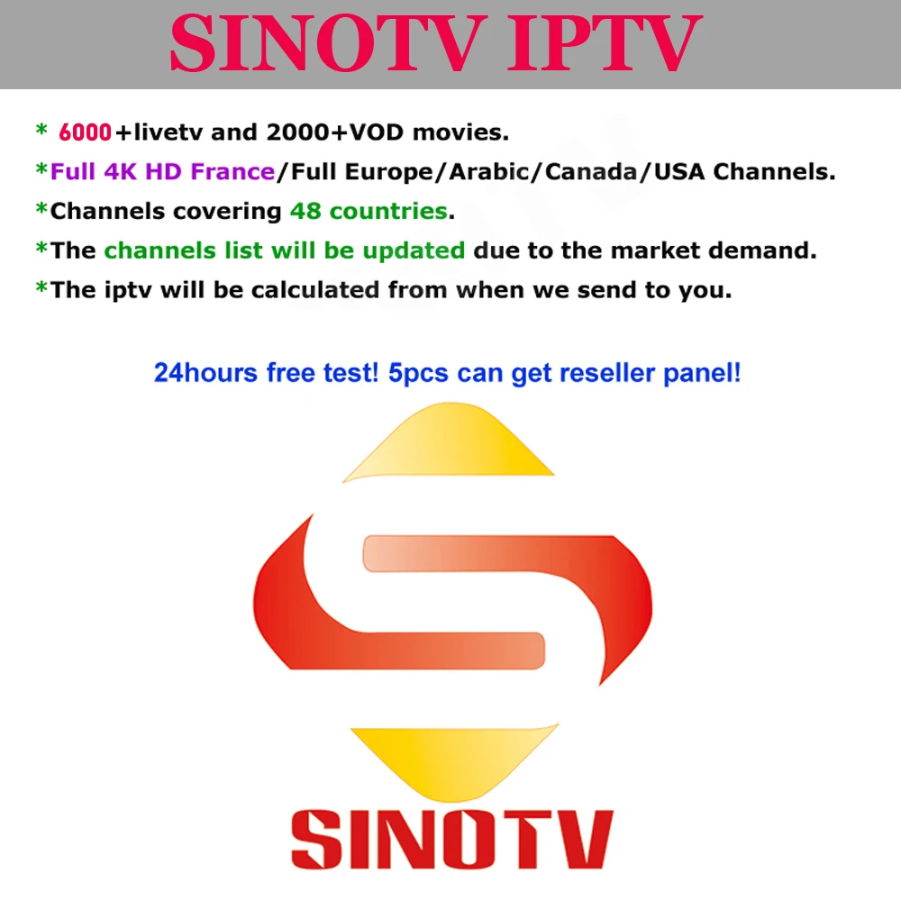 

Renew 1 Year IPTV SINOTV Subscription for Regular Reseller Promotional Price for French Canadian USA Latino Germany World IPTV
