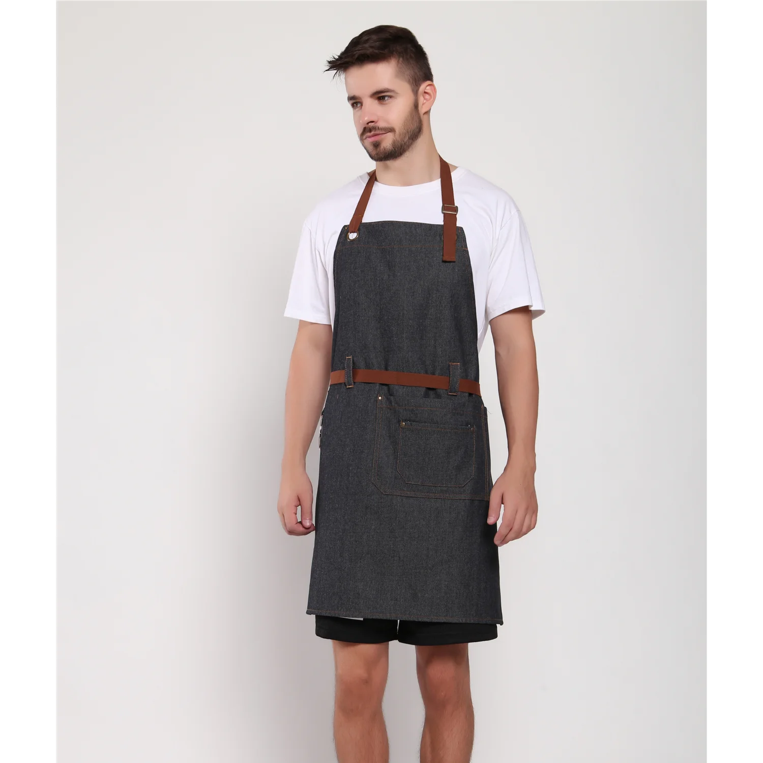 

Kefei cash sale custom logo kitchen chef denim bartender apron unisex apron with pockets