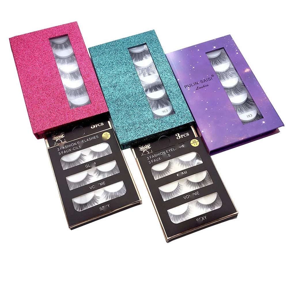 

high quality real mink eyelashes package box, Black