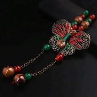 

Ceramic beads mesh butterfly exotic necklace