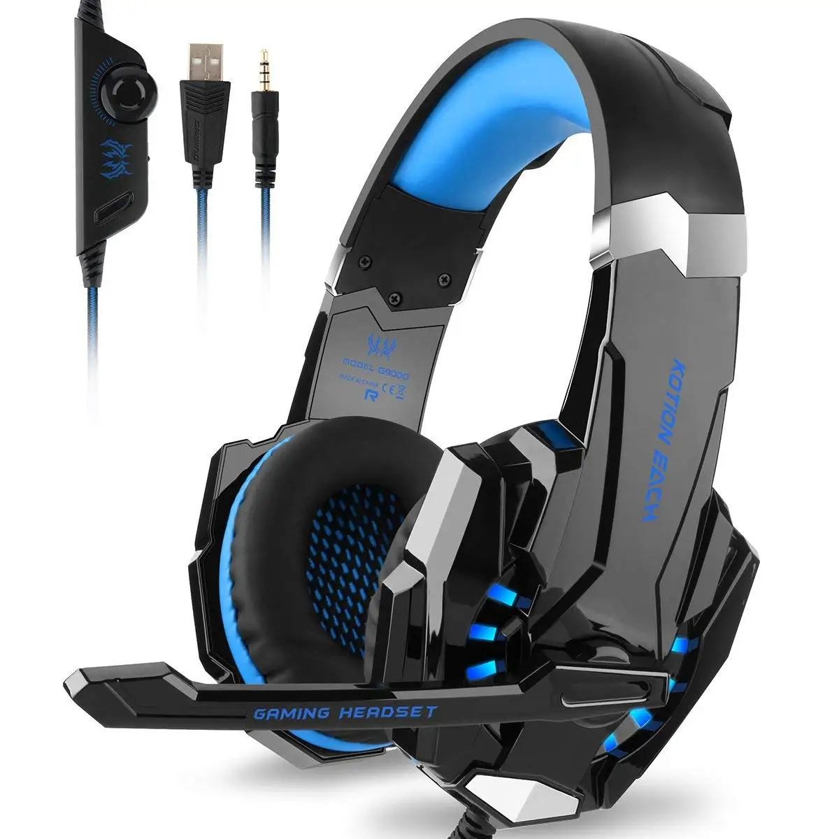 KOTION EACH G9000 Stereo Gaming Headset with LED Light for PS4, PC, Xbox One Controller