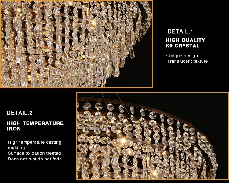 2017 Hot Decoration lights Custom indoor modern led crystal chandelier