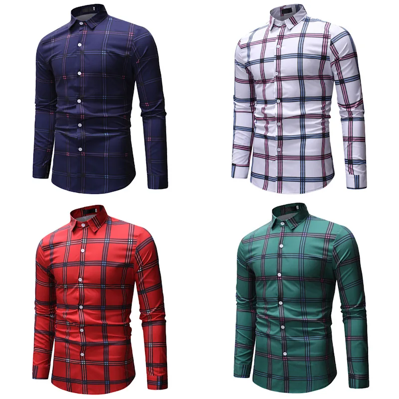 

2019 new casual plaid men's shirts in stock