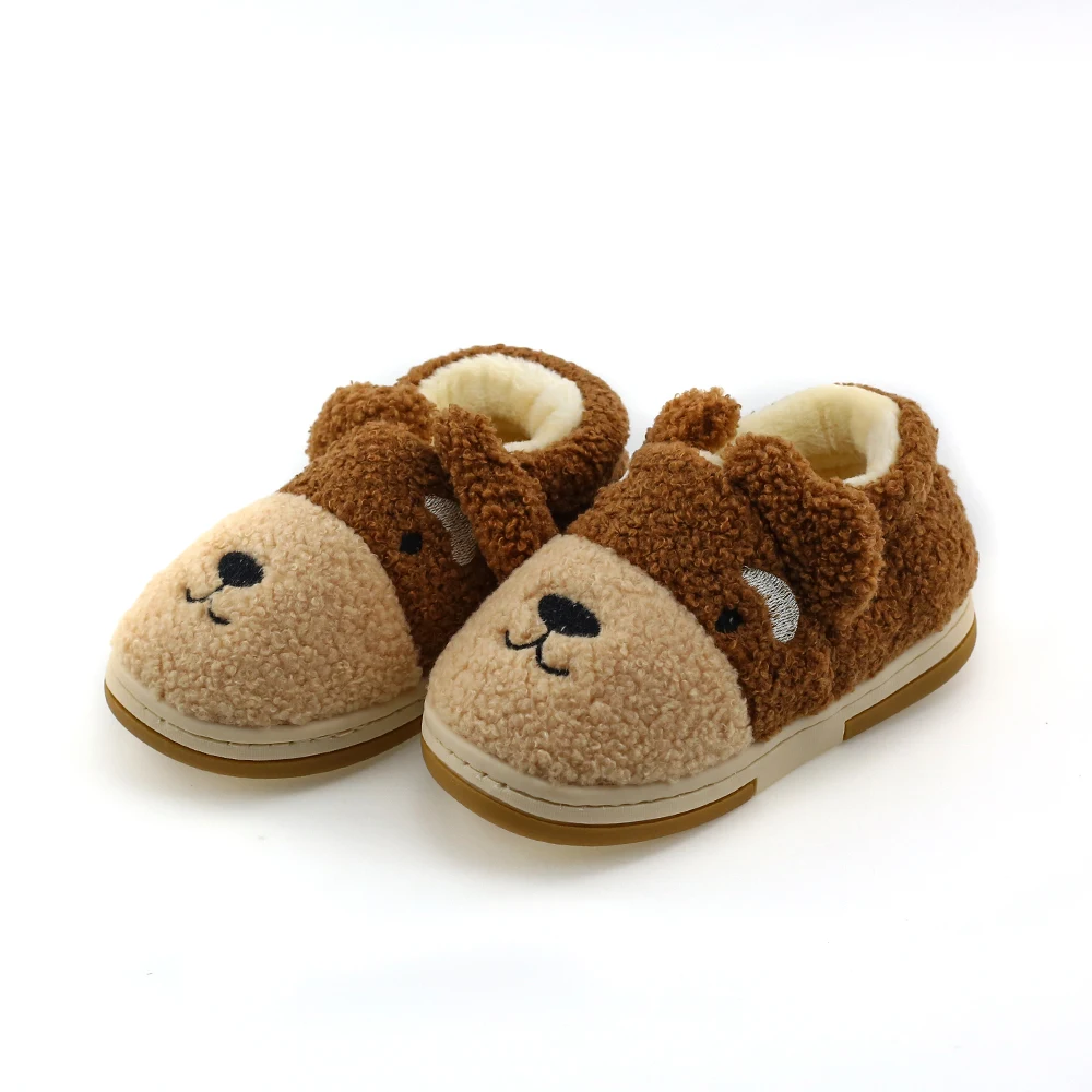 
Infant Boys Super Soft Plush Shoes Plush Brown Comfort Indoor Slippers Soft Baby Slippers Animals 
