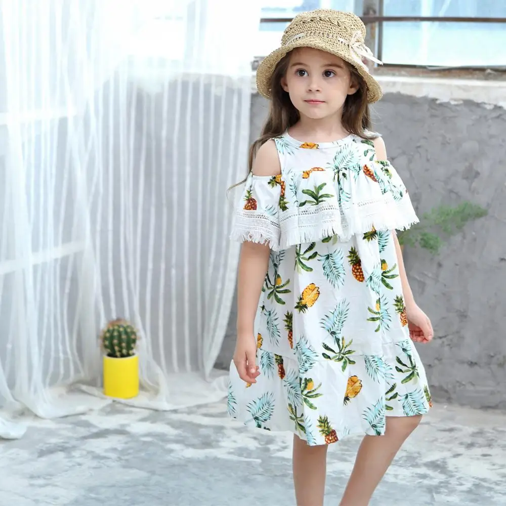 

2018 spring summer new lace sleeves pineapple princess fine cotton dress, Pic