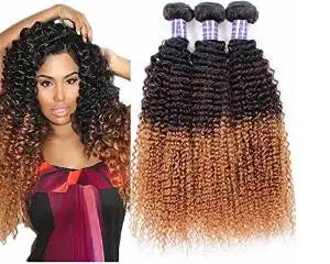 Wigsforyou@Grade 7A Virgin Peruvian 3 Tone Ombre Hair Extensions 1B/4/30 Peruvian Virgin Hair Deep Curly Wave 2pcs/Lot Ombre Human Hair Weave