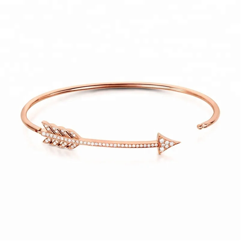 

Saudi arabia jewelry 925 silver arrow bangle 18k gold bracelet for women