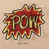custom made sewing large size pow word pet sequin patch for overcoat