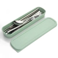 

cutlery set within eco plastic box for lunch camping outdoor