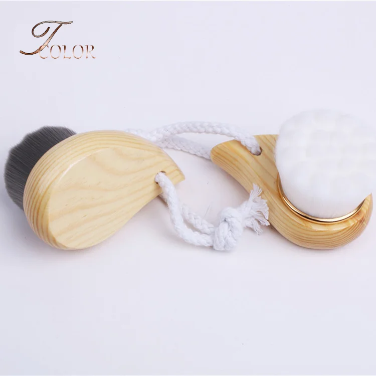 Bamboo Charcoal Cleaning Tool Face Massage Comma Wood Handle Facial Clean Brush