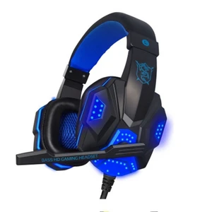Drop shipping wholesale Over-Ear Gaming Earphone high quality Stereo Bass Headband Headset with Microphone & USB LED Light