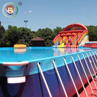 

China Outdoor Kids Cheap Price Inflatable Water Pools Park Commercial Large Rectangular PVC Adult Metal Frame Swimming Pool
