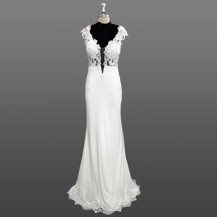 New Sample Mermaid Tail Bridal Dress Cap Sleeve Backless Design