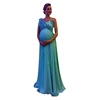 Custom Made Long Evening Gown One Shoulder Chiffon China Green Evening Dresses For Pregnant Women