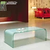 Round Side Corner Bent Glass Coffee Table With Beveled Edge