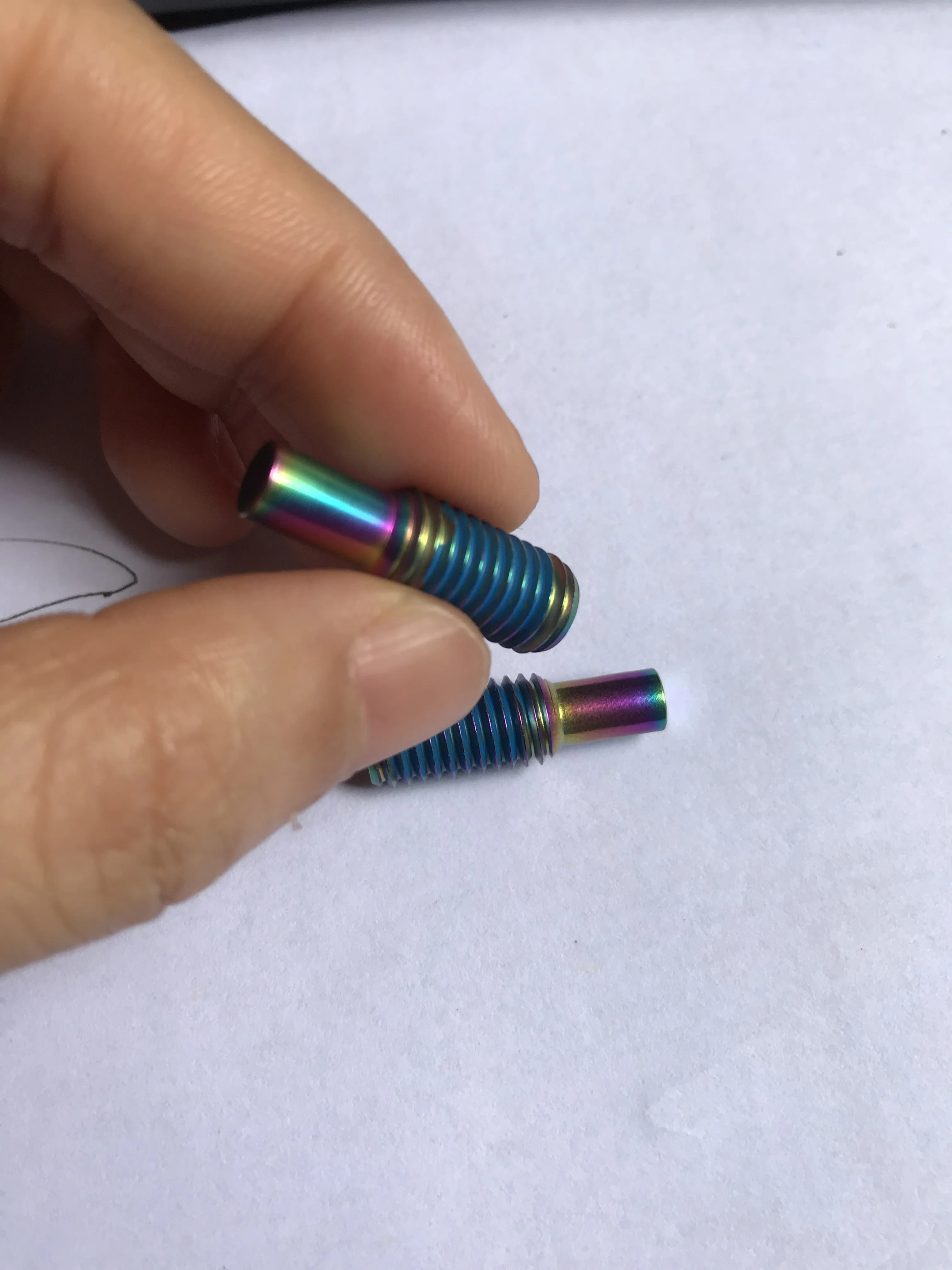 
M5x26 Rainbow titanium alloy hexagon socket set screw dog point with nylon patch 